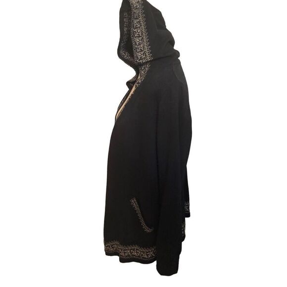 Style & Co. Black Open Front Embroidered Hooded Open Front French Terry Jacket s - Picture 7 of 12
